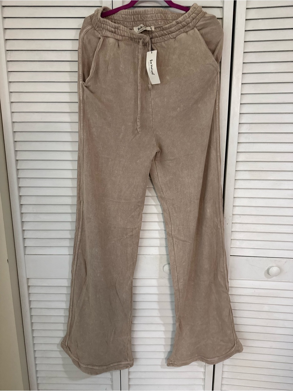 Sz L Three Bird Nest Soft Taupe Drawstring so Comfy Pants